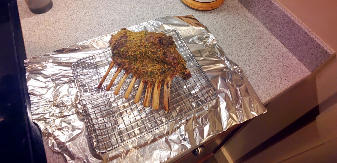 Rack of lamb resting